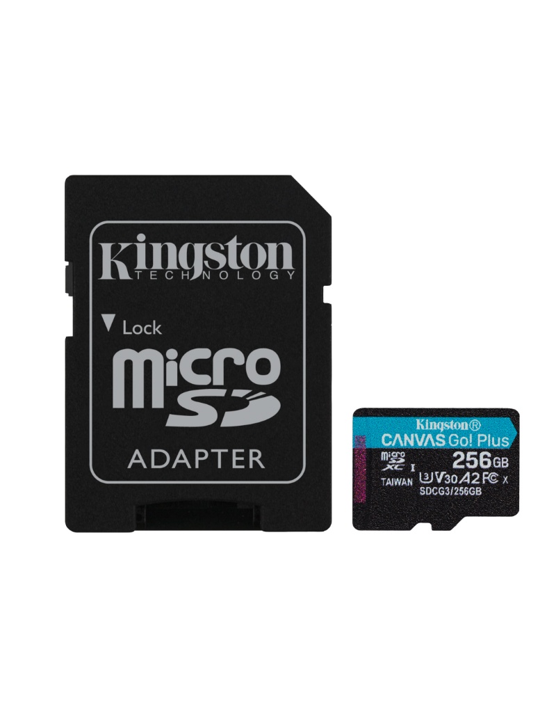 Kingston Memorijska kartica Canvas Go Plus MicroSDXC UHS-I 256GB Klasa 10 (SDCG3/256GB) + SD Adapter