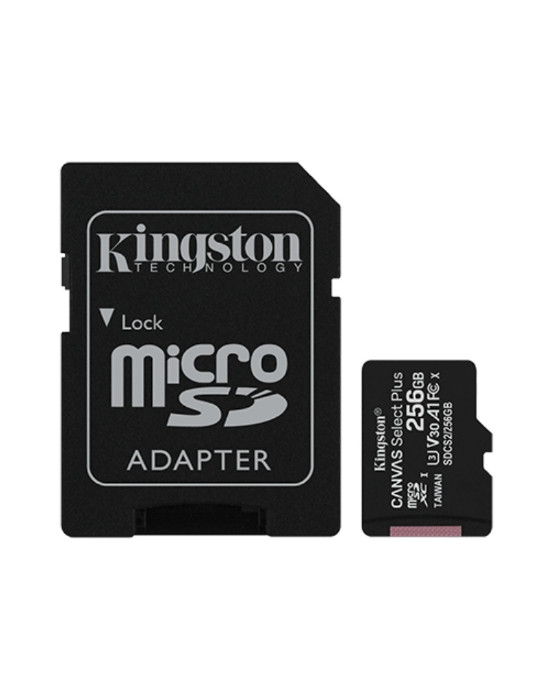 Kingston Memorijska kartica Canvas Select Plus MicroSDXC UHS-I 256GB Klasa 10 + SD Adapter