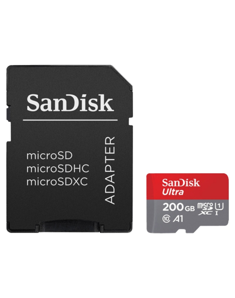 SanDisk Memorijska kartica Ultra MicroSDXC UHS-I 200GB Klasa 10 + SD Adapter sa kapacitetom od 200GB je vrhunska memorijska kartica. Ova kartica je namenjena proširenju skladišnog prostora i brzom čuvanju podataka na različitim uređajima kao što su pametni telefoni, tablet računari, digitalni fotoaparati i drugi kompatibilni uređaji.