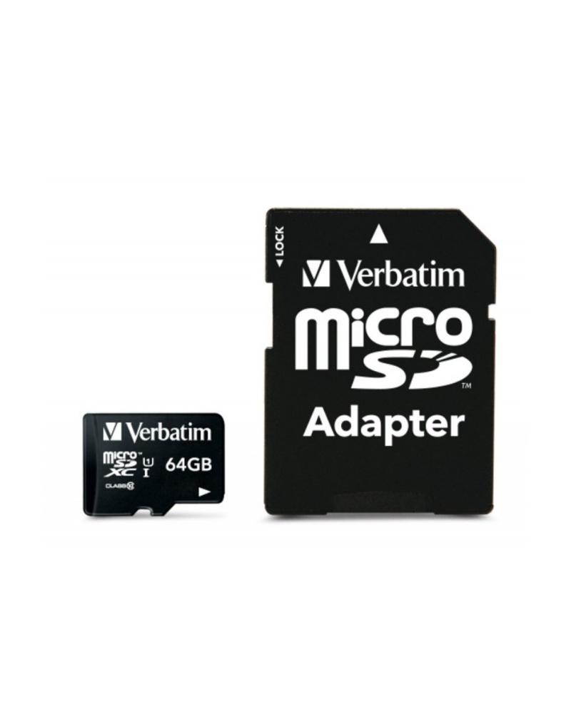 Verbatim Memorijska kartica Premium MicroSDXC UHS-I 64GB U1 Klasa 10 + SD Adapter